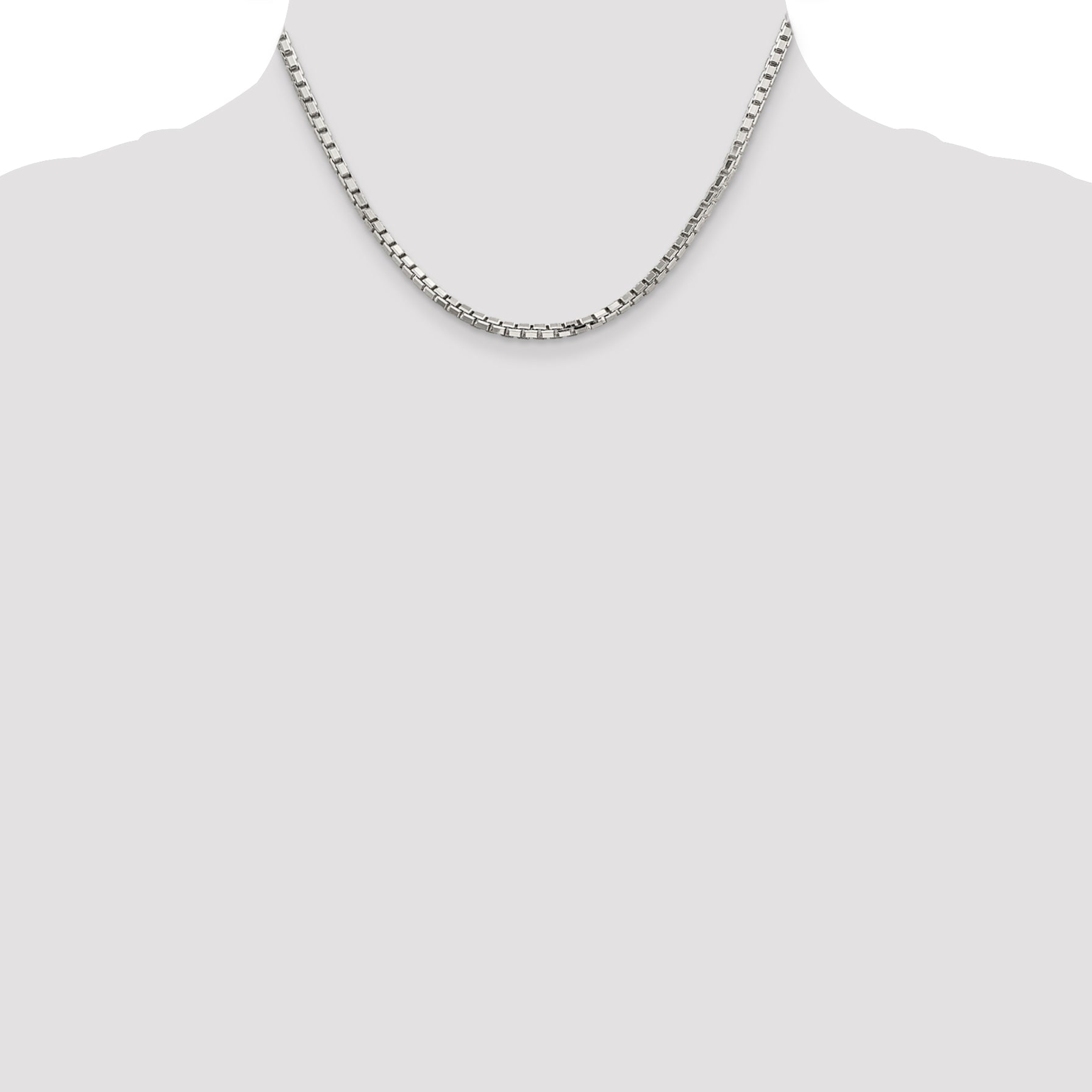 Sterling Silver 3.2mm 8 Sided Diamond-cut Box Chain