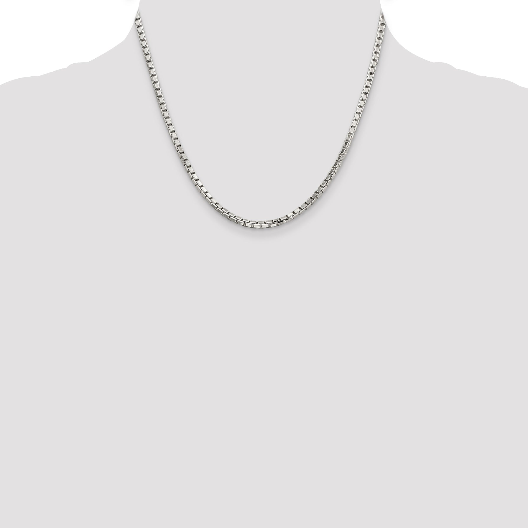 Sterling Silver 3.2mm 8 Sided Diamond-cut Box Chain