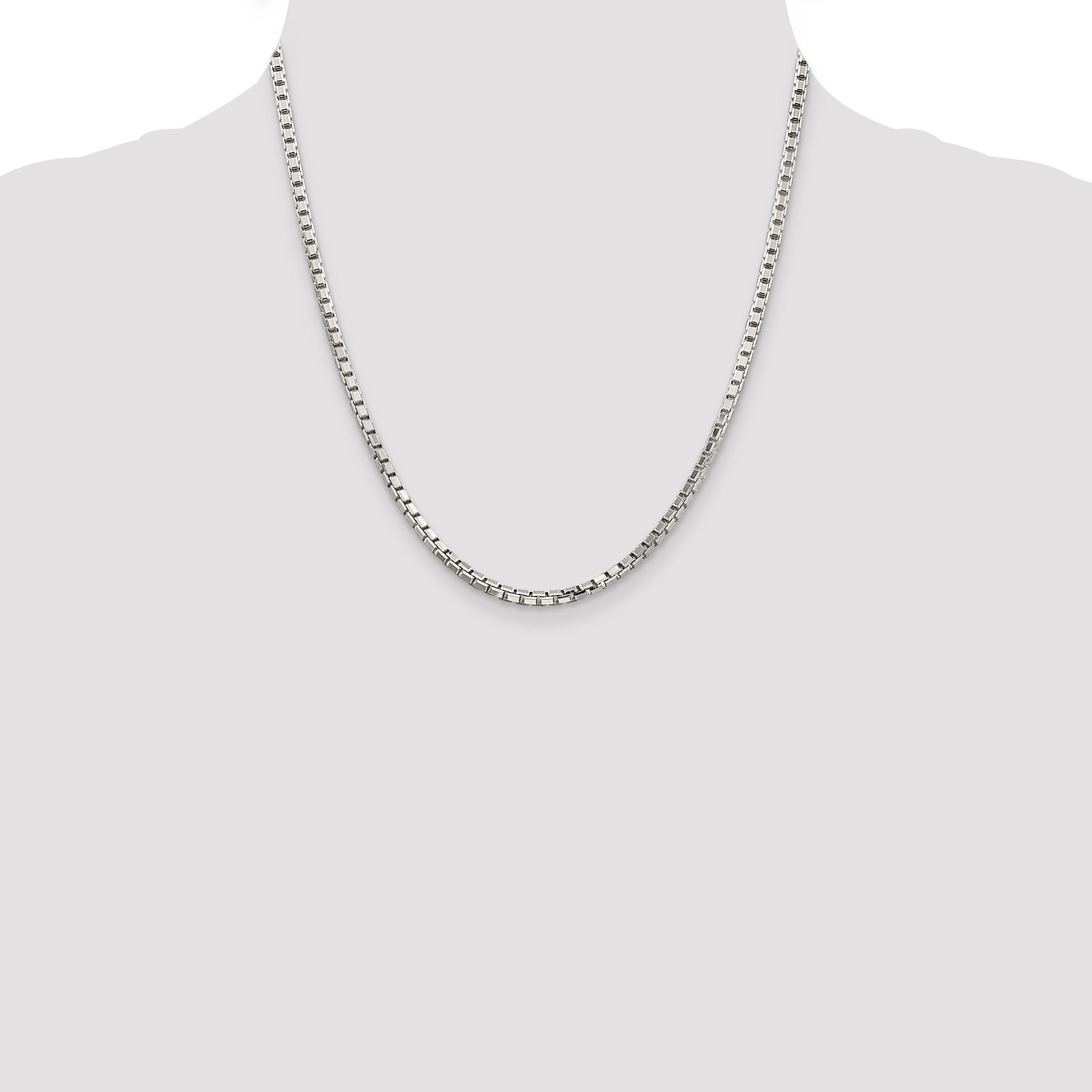 Sterling Silver 3.2mm 8 Sided Diamond-cut Box Chain