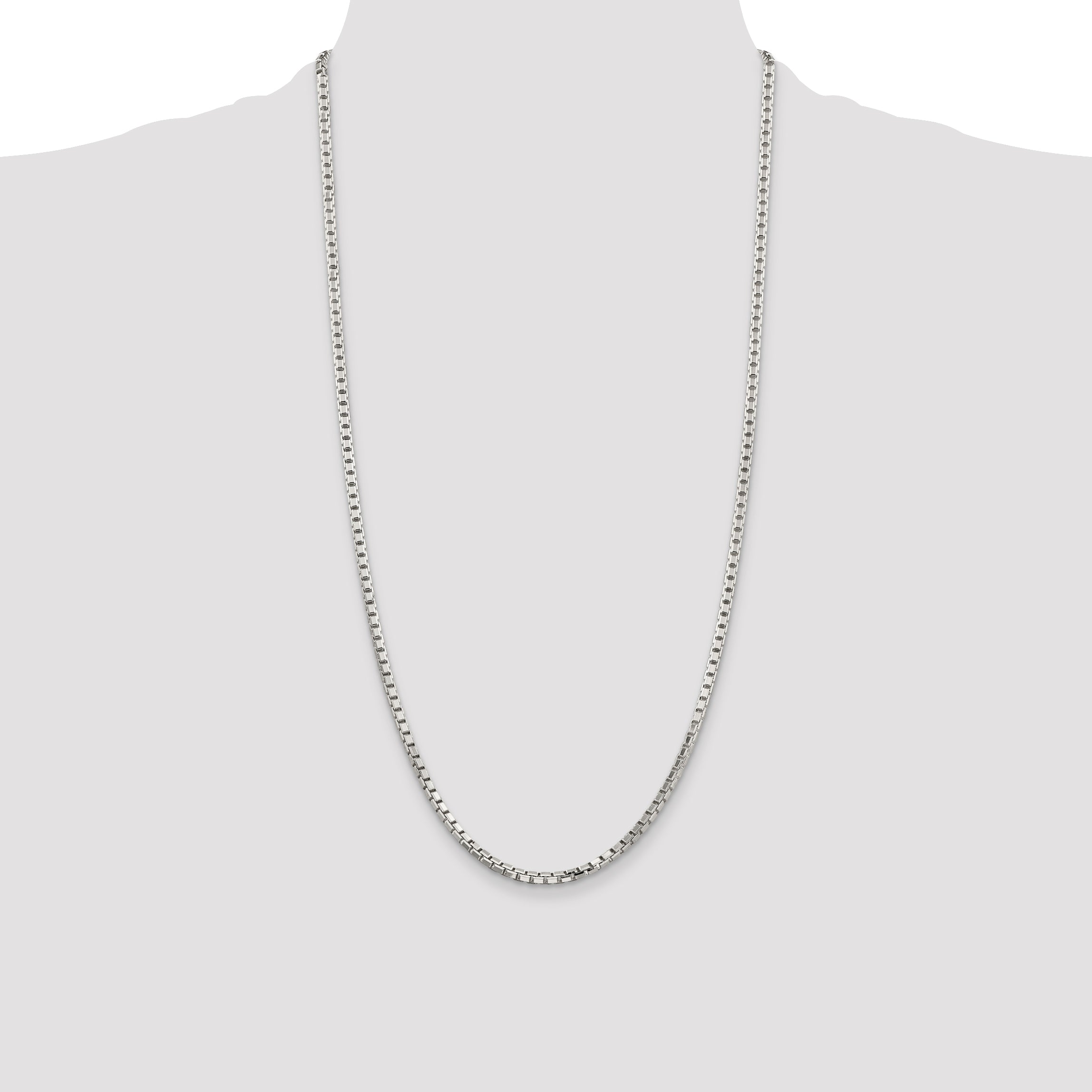 Sterling Silver 3.2mm 8 Sided Diamond-cut Box Chain