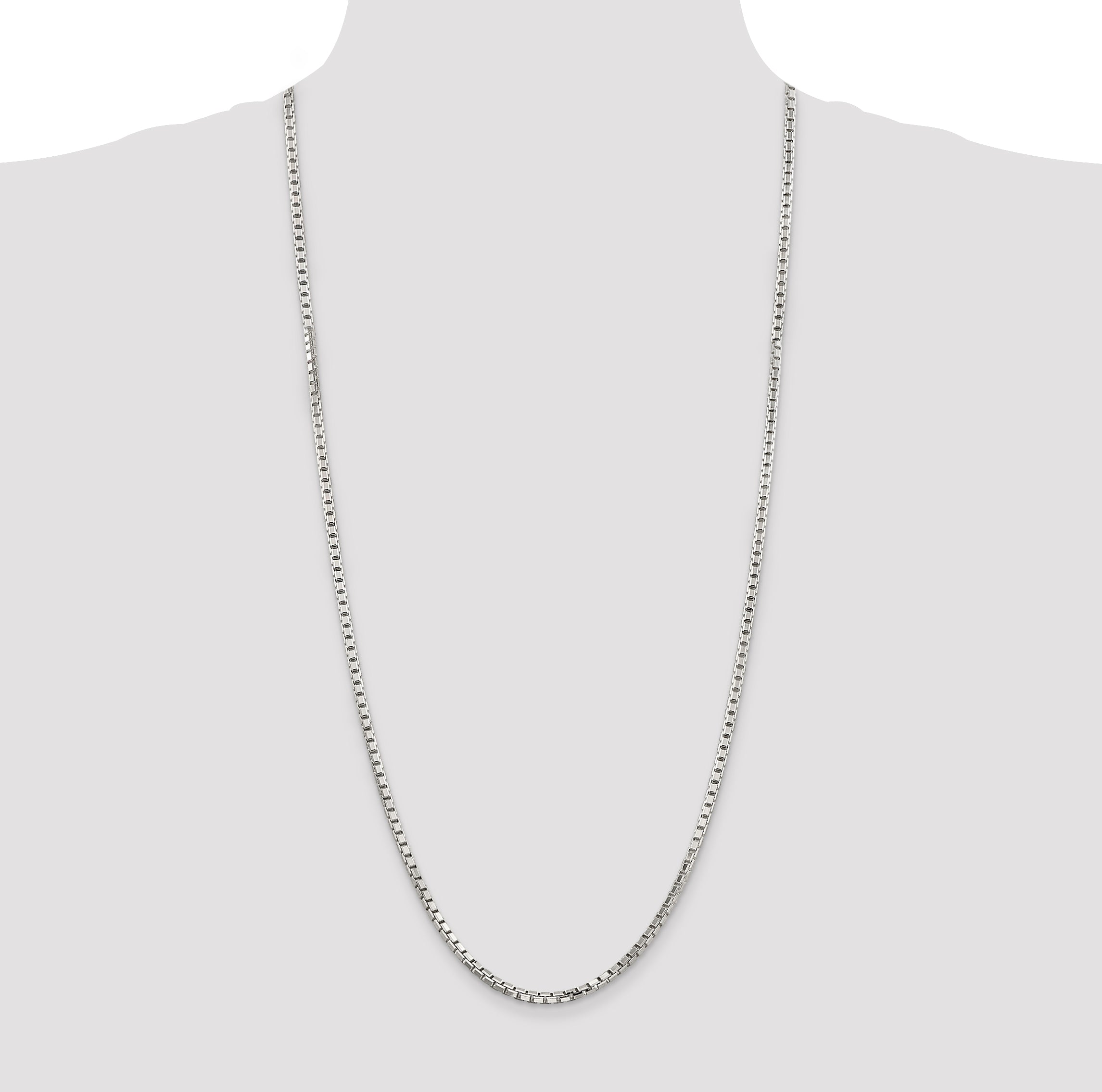 Sterling Silver 3.2mm 8 Sided Diamond-cut Box Chain