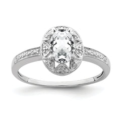 Sterling Silver Rhodium-plated Diamond & White Topaz Ring