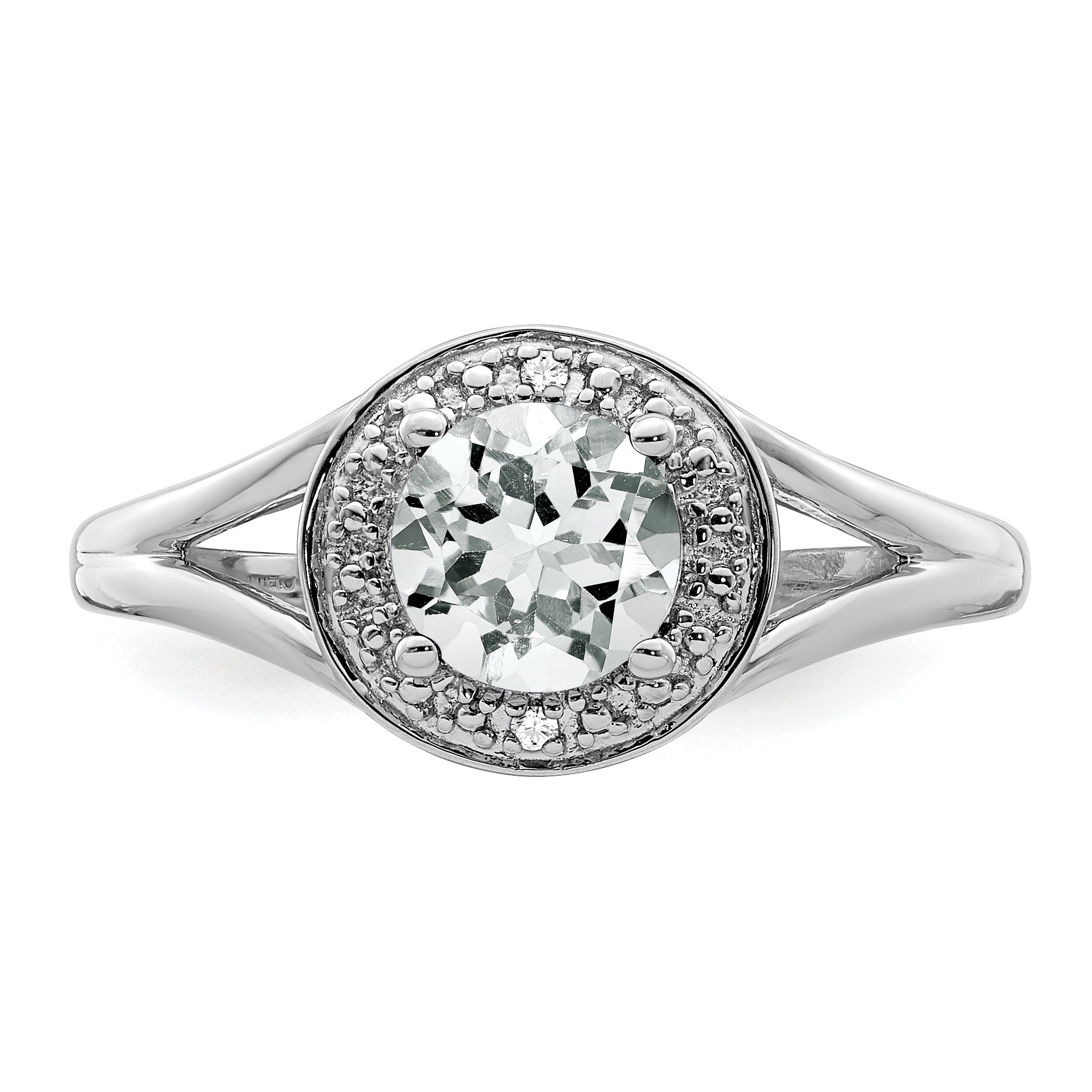 Sterling Silver Rhodium-plated Diamond & White Topaz Ring