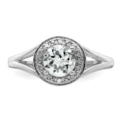 Sterling Silver Rhodium-plated Diamond & White Topaz Ring