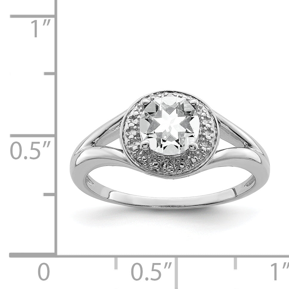 Sterling Silver Rhodium-plated Diamond & White Topaz Ring