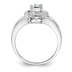 Sterling Silver Rhodium-plated Diamond & White Topaz Ring