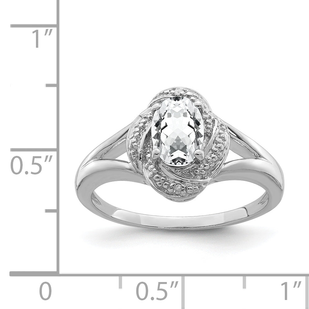 Sterling Silver Rhodium-plated Diamond & White Topaz Ring