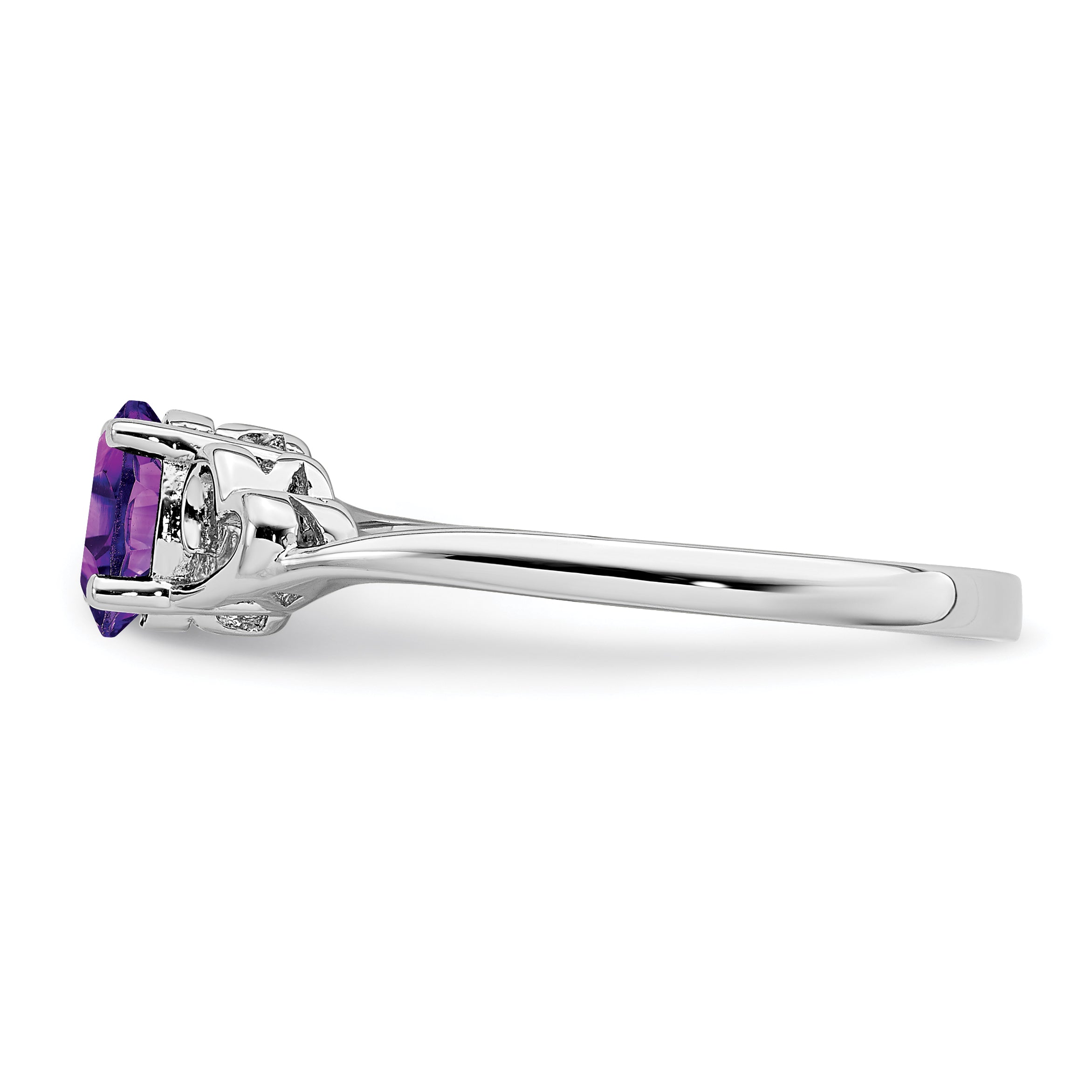 Sterling Silver Rhodium-plated Amethyst Ring