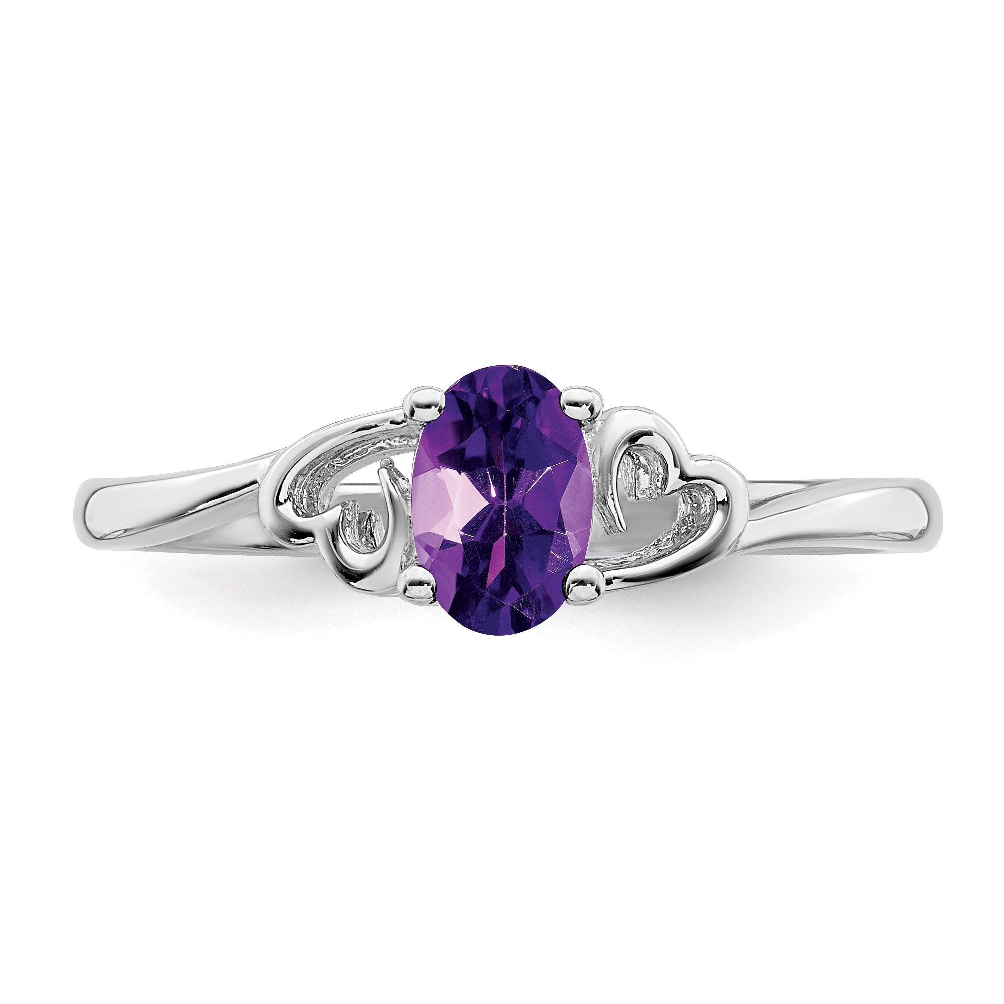 Sterling Silver Rhodium-plated Amethyst Ring