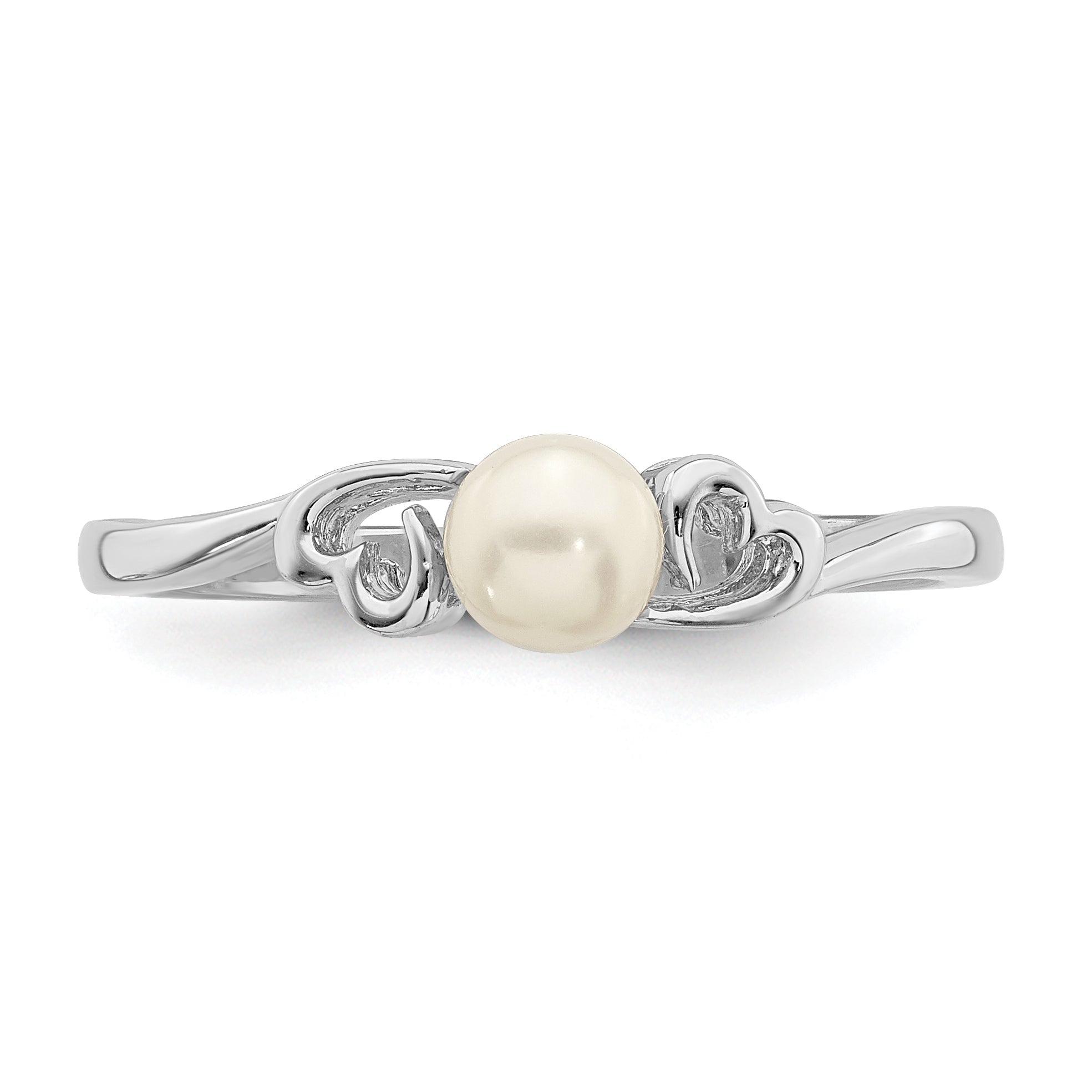 Sterling Silver Rhodium-plated Fresh Water Cultured Pearl Ring