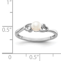 Sterling Silver Rhodium-plated Fresh Water Cultured Pearl Ring