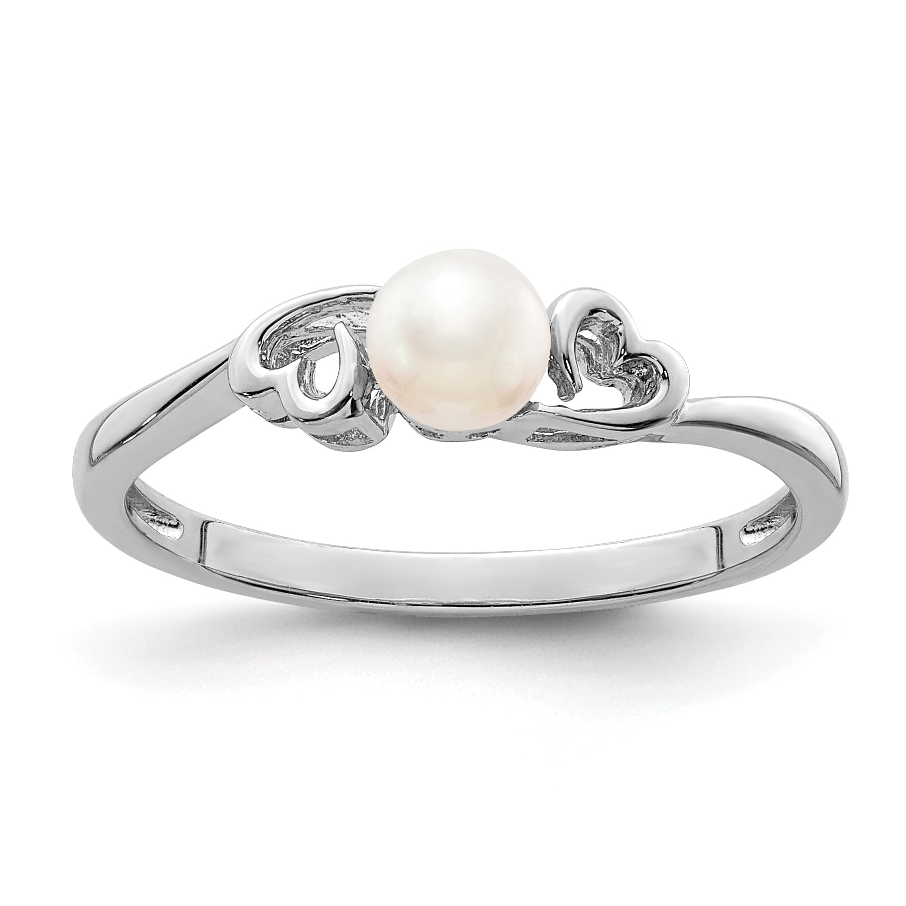 Sterling Silver Rhodium-plated Fresh Water Cultured Pearl Ring