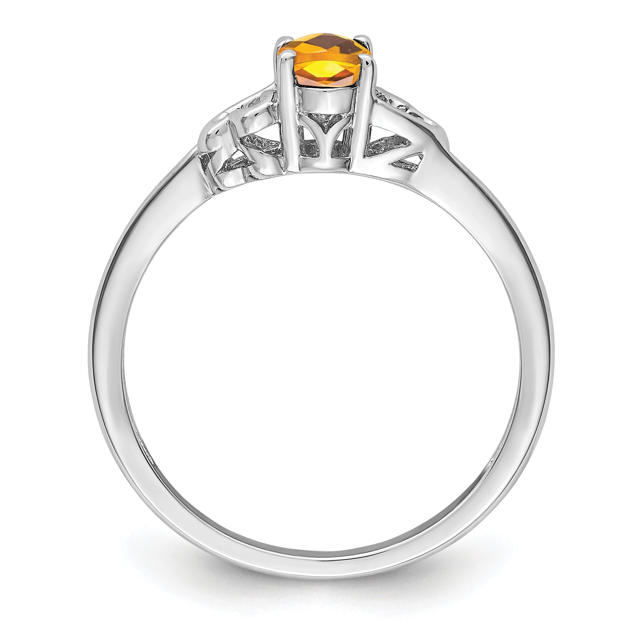 Sterling Silver Rhodium-plated Citrine Ring