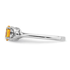 Sterling Silver Rhodium-plated Citrine Ring