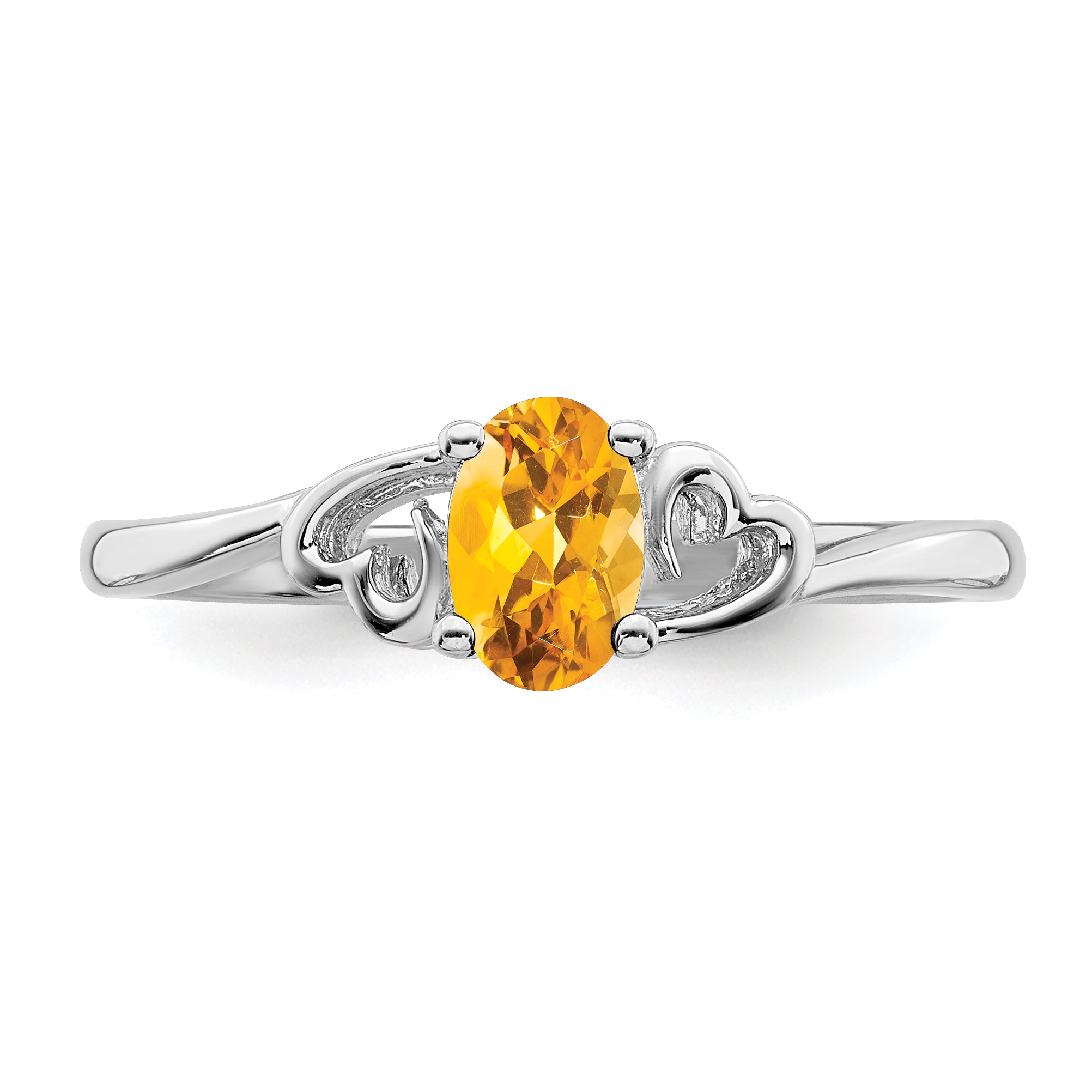 Sterling Silver Rhodium-plated Citrine Ring