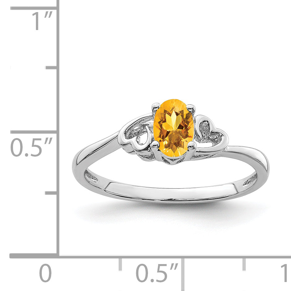 Sterling Silver Rhodium-plated Citrine Ring