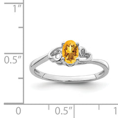 Sterling Silver Rhodium-plated Citrine Ring