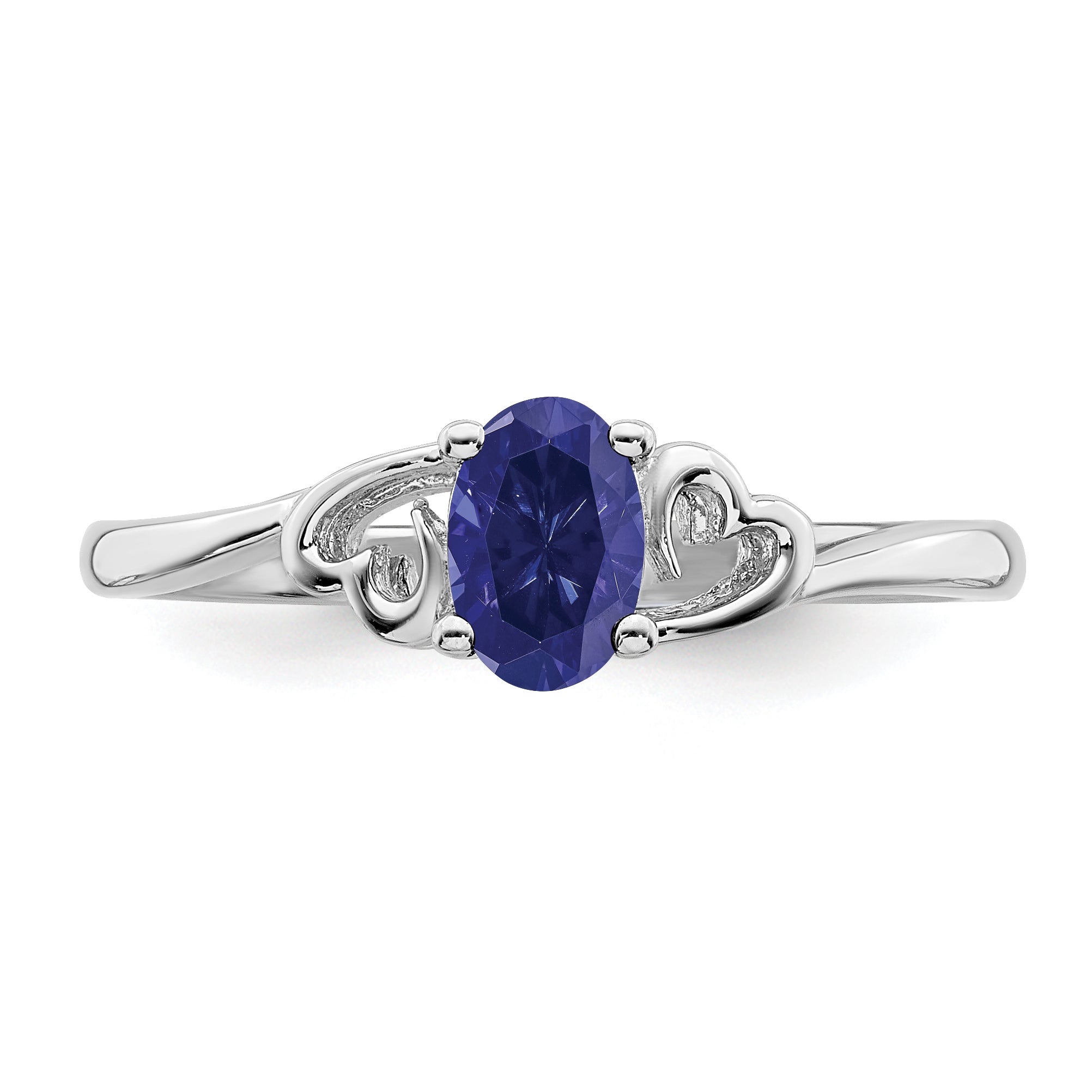 Sterling Silver Rhodium-plated Created Sapphire Ring