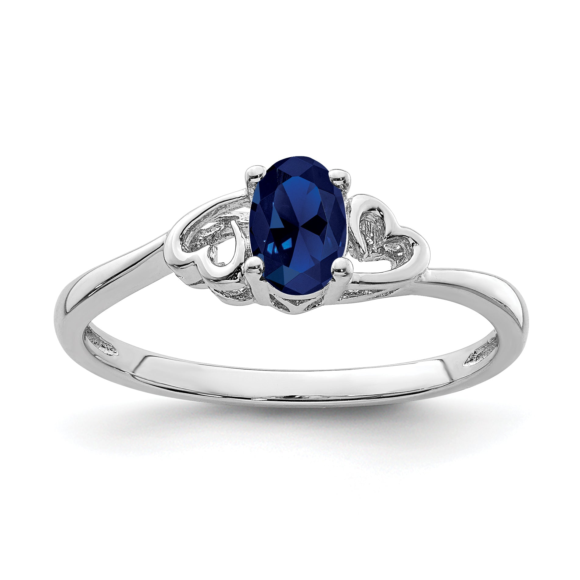 Sterling Silver Rhodium-plated Created Sapphire Ring