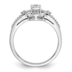 Sterling Silver Rhodium-plated White Topaz & Diamond Ring