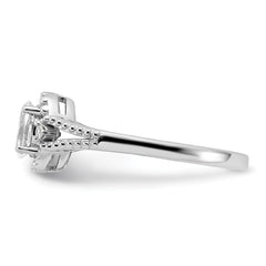 Sterling Silver Rhodium-plated White Topaz & Diamond Ring