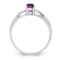 Sterling Silver Rhodium-plated Amethyst Ring