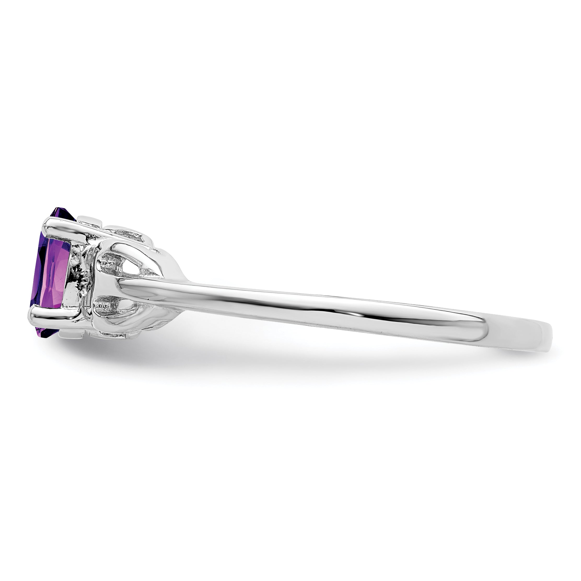 Sterling Silver Rhodium-plated Amethyst Ring