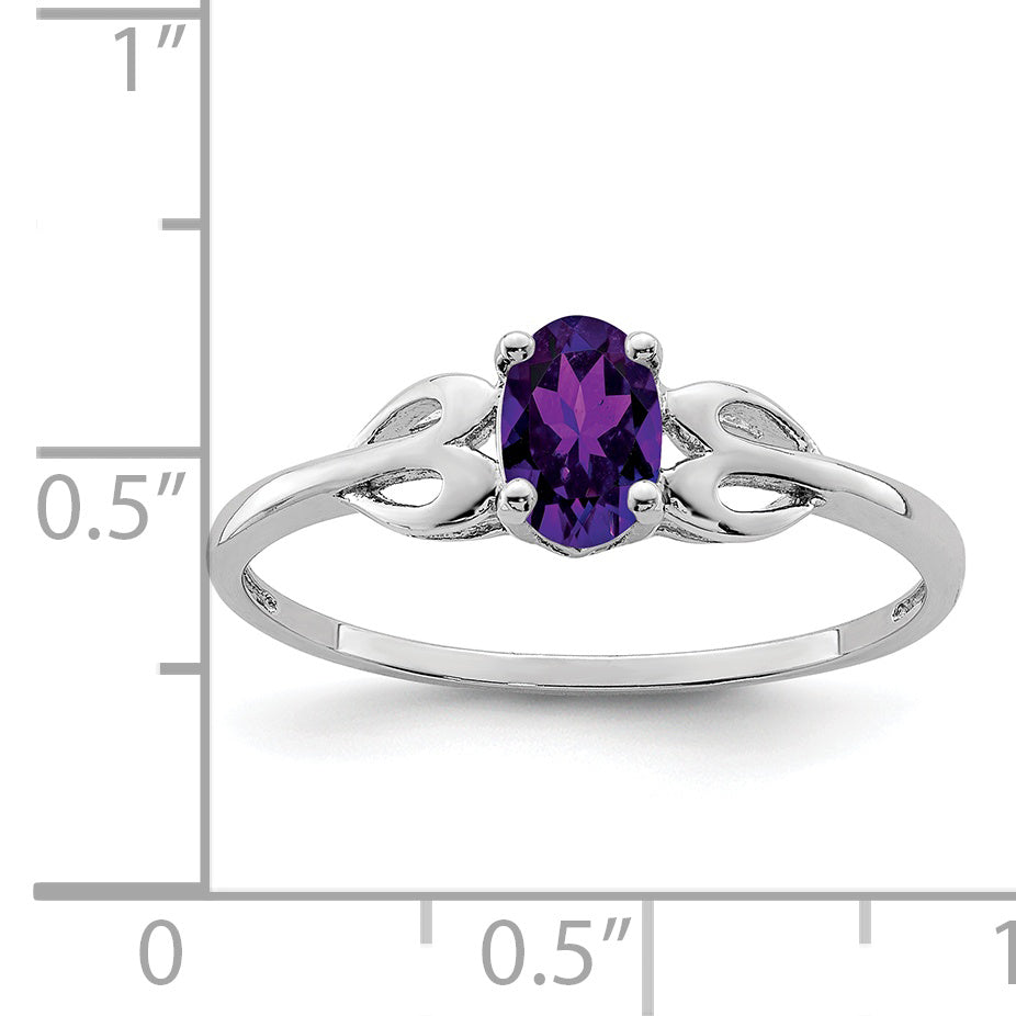 Sterling Silver Rhodium-plated Amethyst Ring