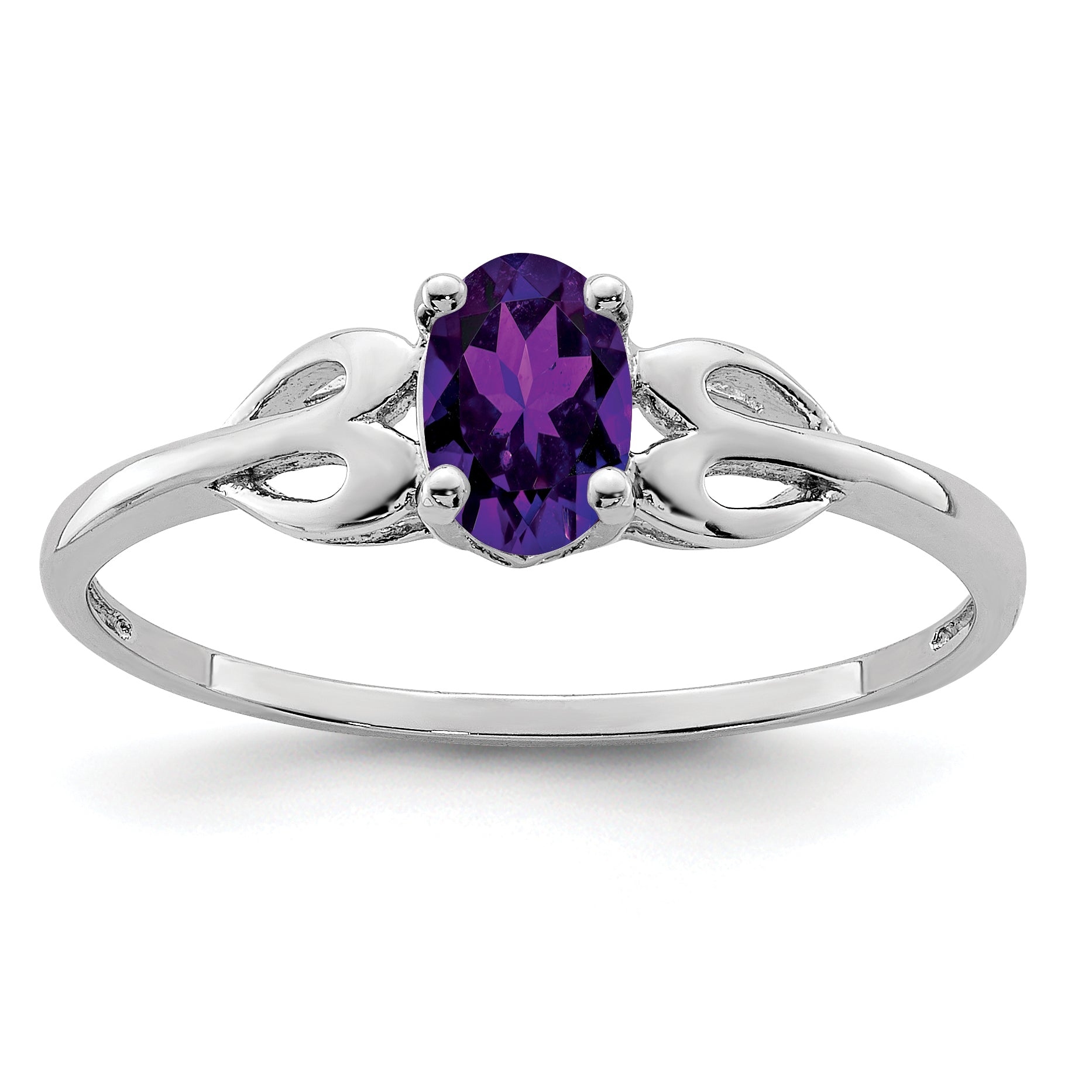 Sterling Silver Rhodium-plated Amethyst Ring