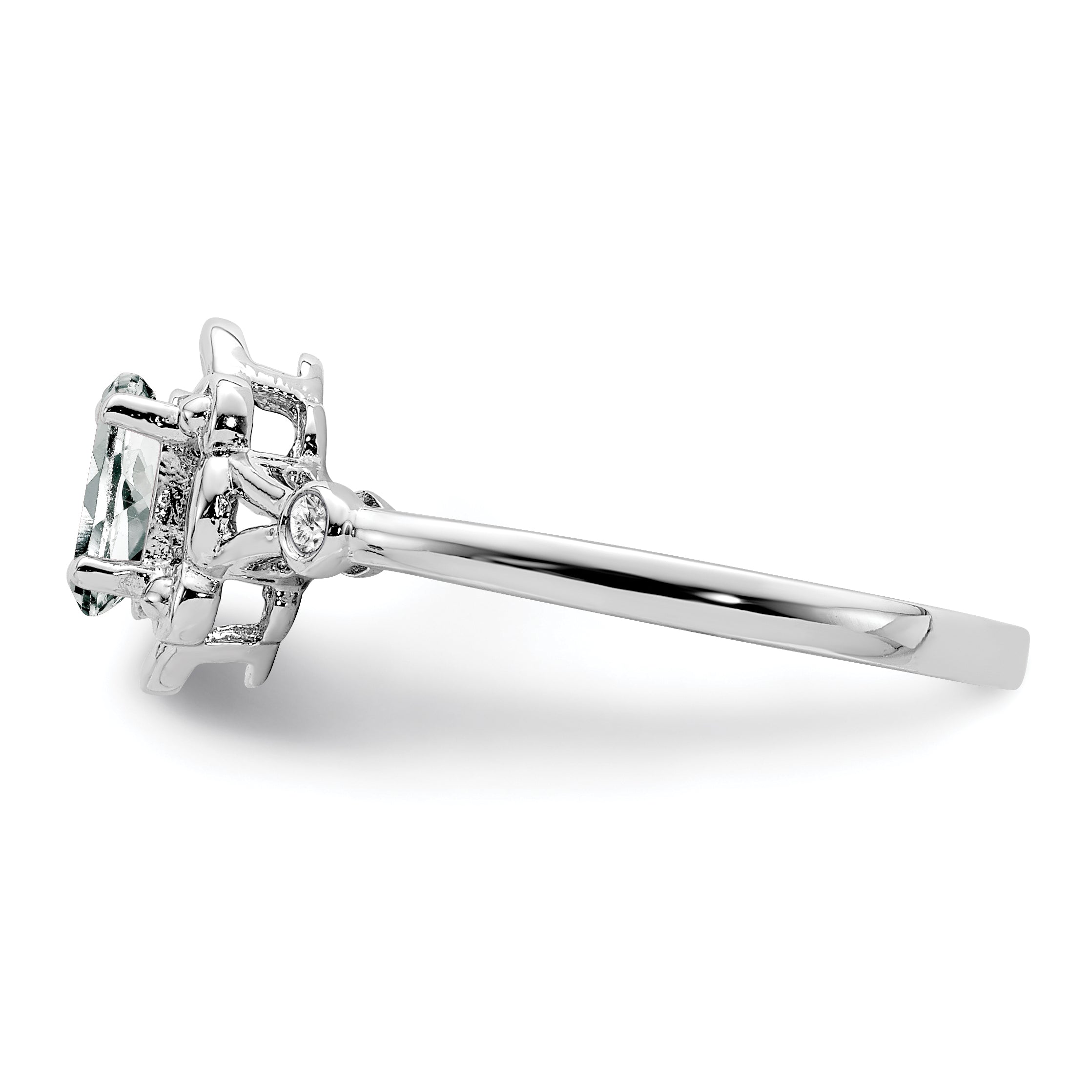 Sterling Silver Rhodium-plated White Topaz & Diamond Ring