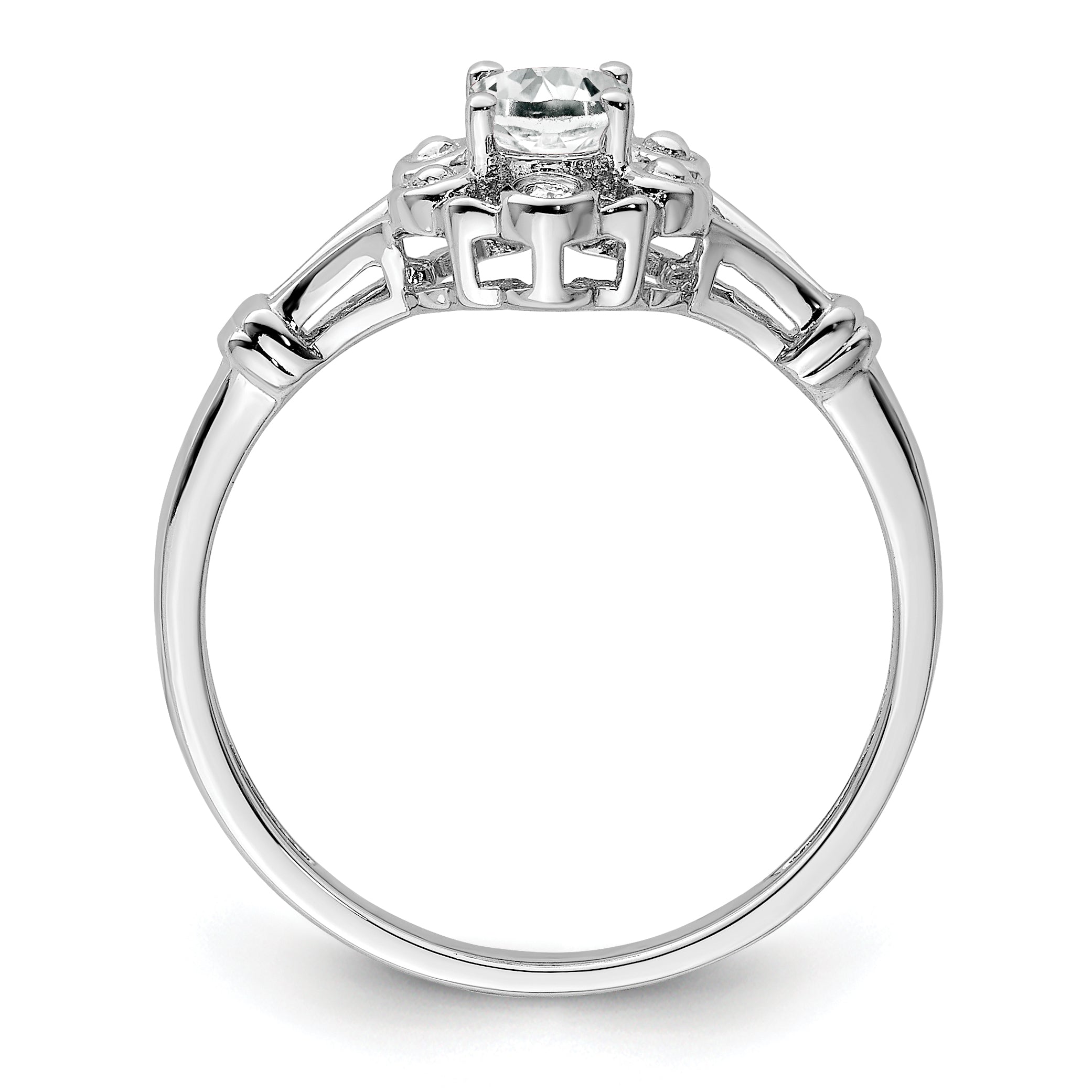 Sterling Silver Rhodium-plated White Topaz & Diamond Ring