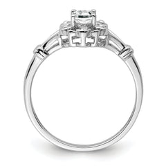 Sterling Silver Rhodium-plated White Topaz & Diamond Ring