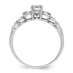 Sterling Silver Rhodium-plated White Topaz & Diamond Ring