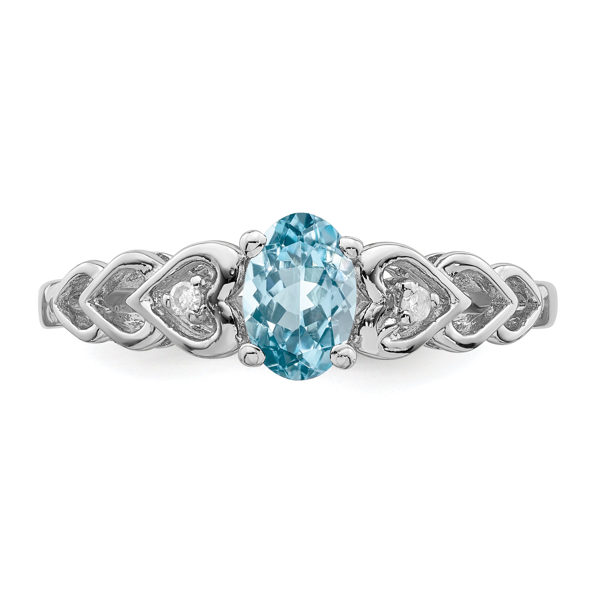 Sterling Silver Rhodium-plated Swiss Blue Topaz & Diamond Ring