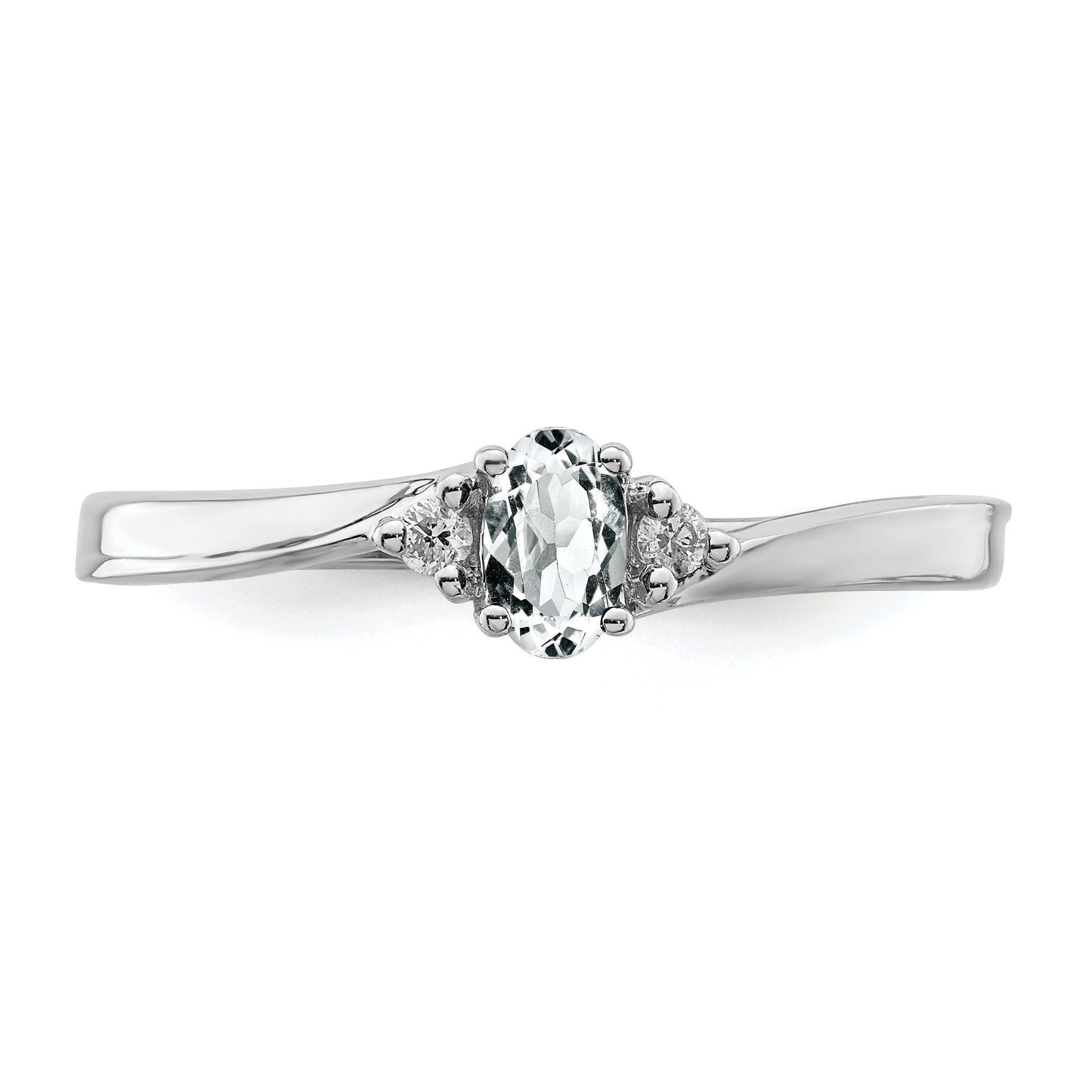 Sterling Silver Rhodium-plated CZ & Diamond Birthstone Ring