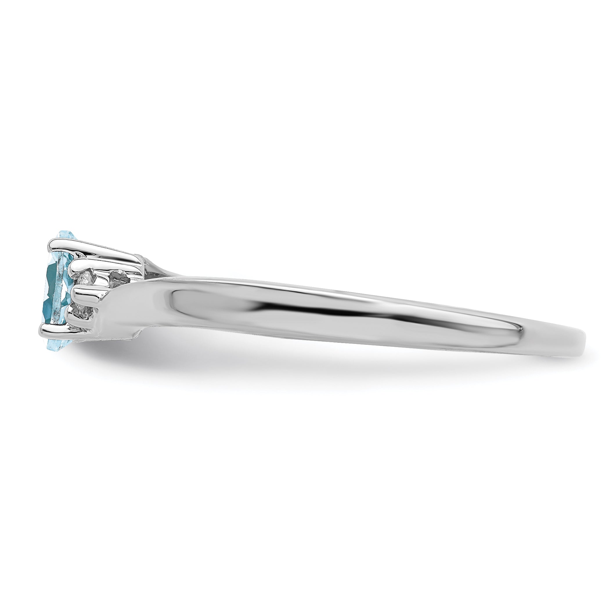 Sterling Silver Rhodium-plated Aquamarine/Diamond Birthstone Ring