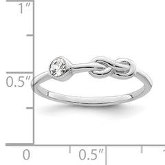 Sterling Silver Rhodium-plated Polished Infinity White Topaz Ring