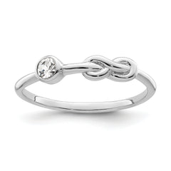 Sterling Silver Rhodium-plated Polished Infinity White Topaz Ring