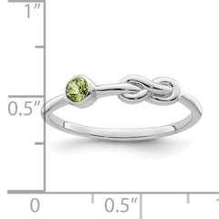 Sterling Silver Rhodium-plated Polished Infinity Peridot Ring