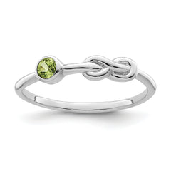 Sterling Silver Rhodium-plated Polished Infinity Peridot Ring