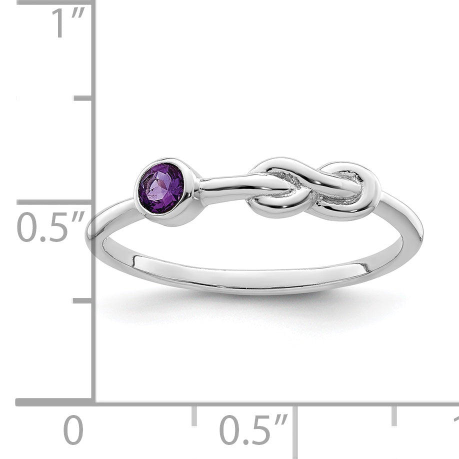 Sterling Silver Rhodium-plated Polished Infinity Amethyst Ring