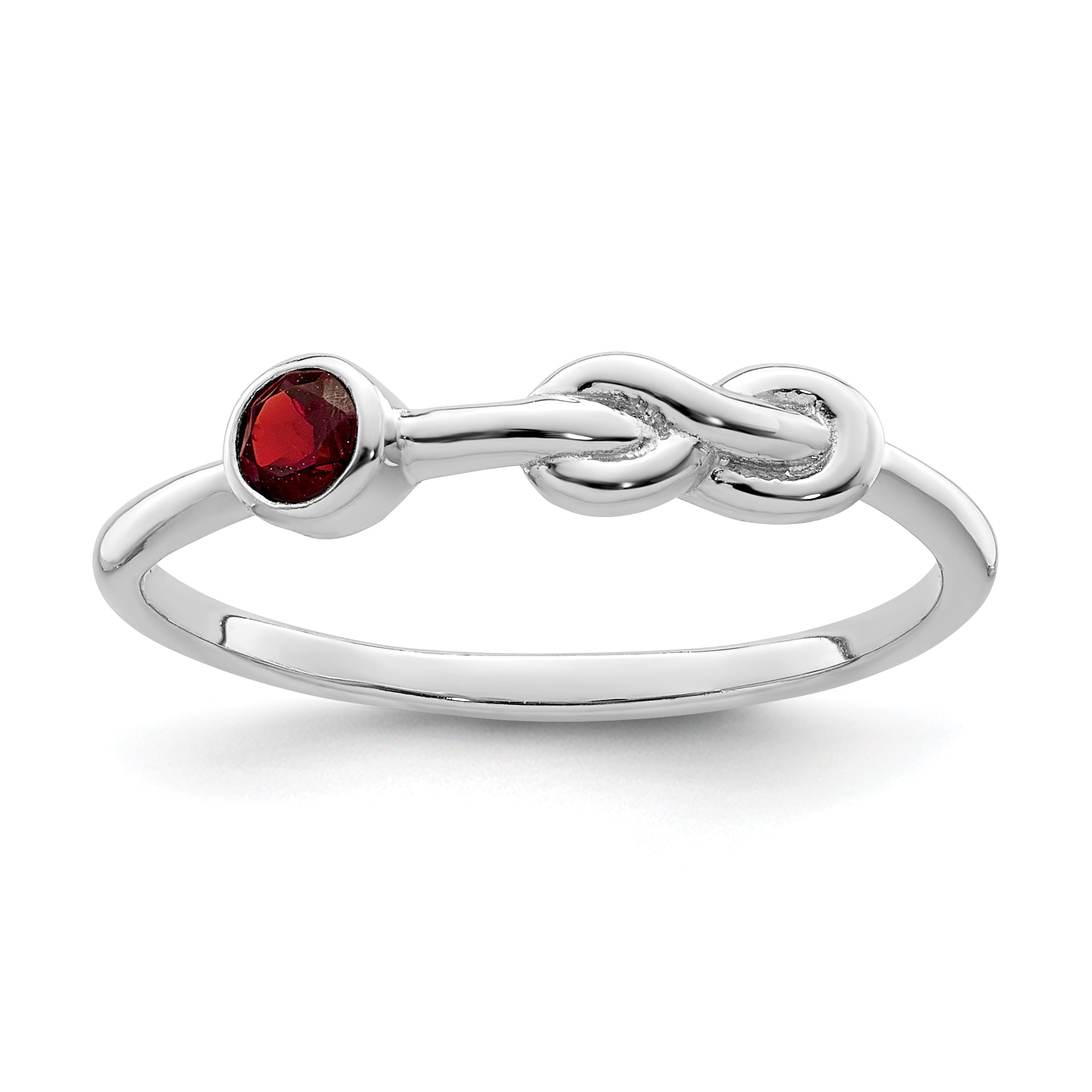 Sterling Silver Rhodium-plated Polished Infinity Garnet Ring