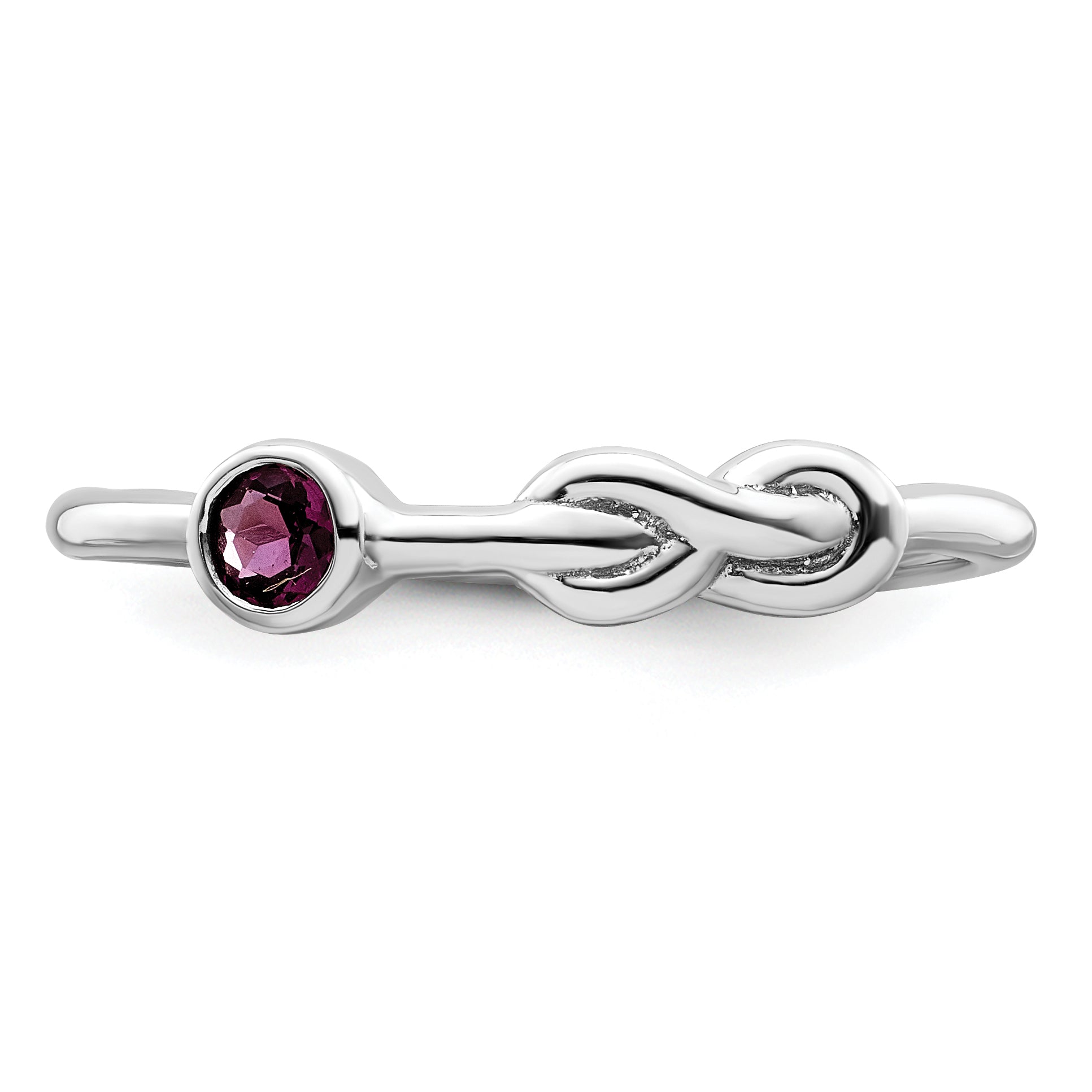 Sterling Silver RH-plated Polished Circle Rhodolite Garnet Infinity Ring