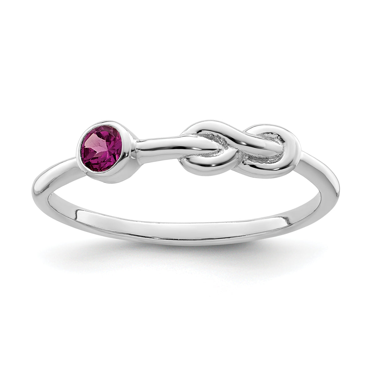 Sterling Silver RH-plated Polished Circle Rhodolite Garnet Infinity Ring