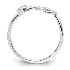 Sterling Silver Rhodium-plated Polished Infinity Aquamarine Ring