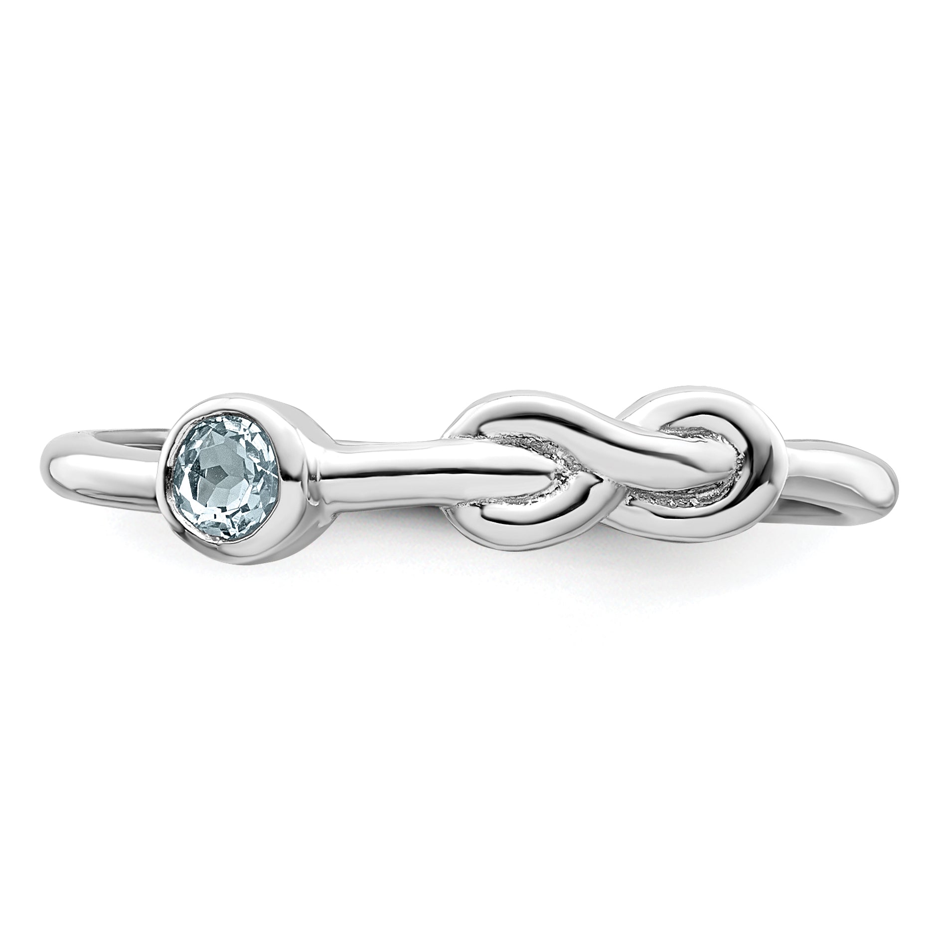 Sterling Silver Rhodium-plated Polished Infinity Aquamarine Ring