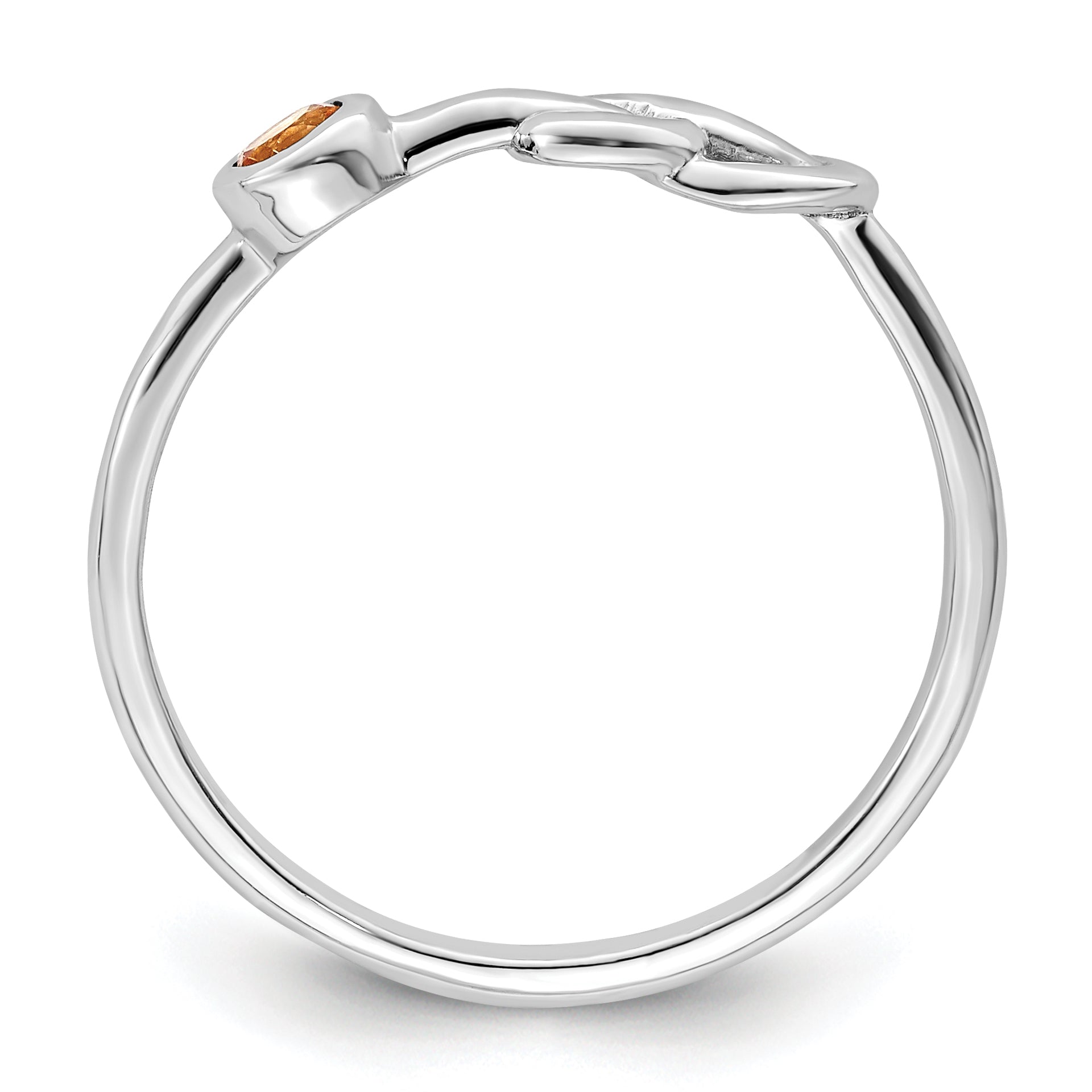 Sterling Silver Rhodium-plated Polished Infinity Citrine Ring