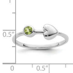 Sterling Silver Rhodium-plated Polished Heart Peridot Ring