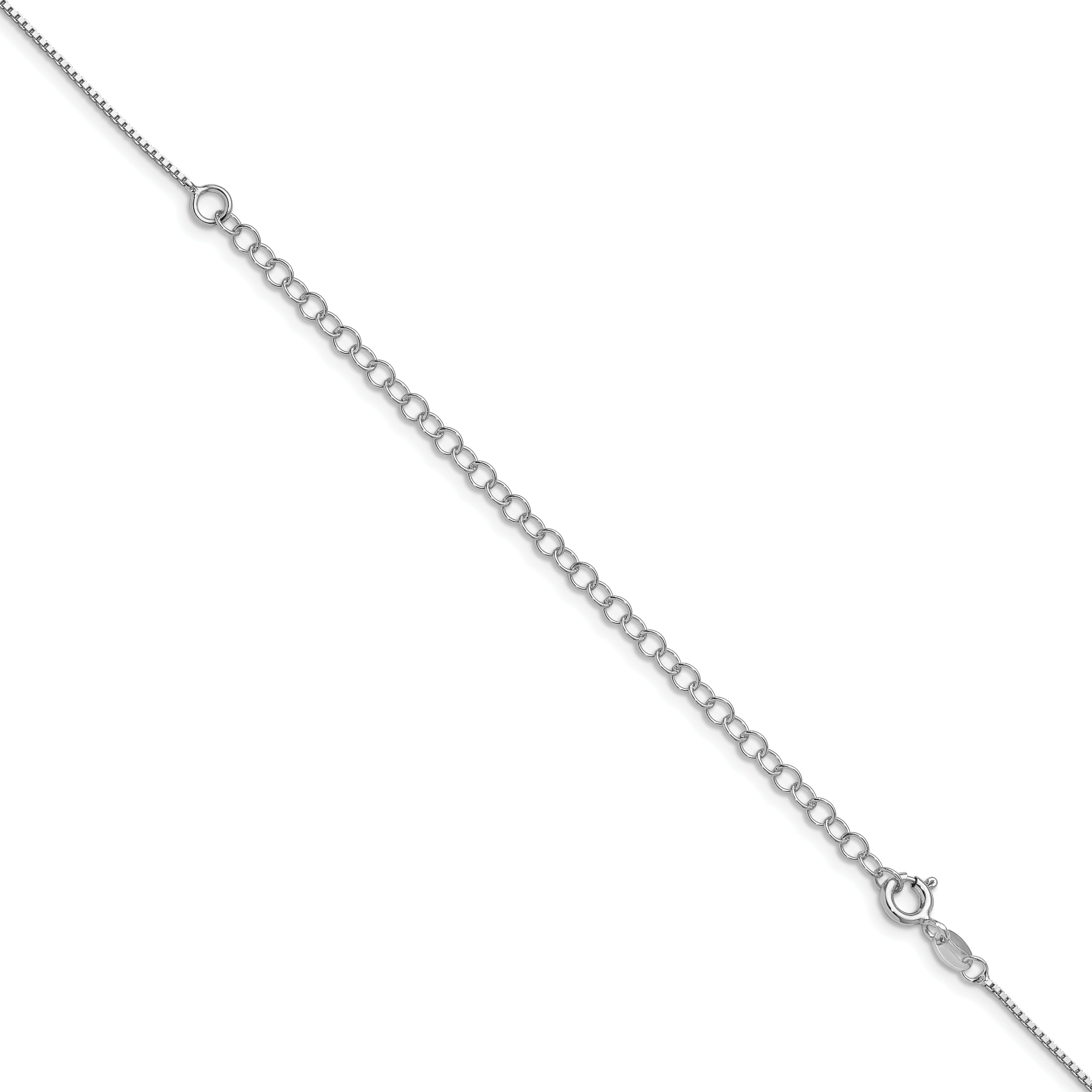 Sterling Silver Rhodium-plated .9mm Box Chain with a 2 inch extention