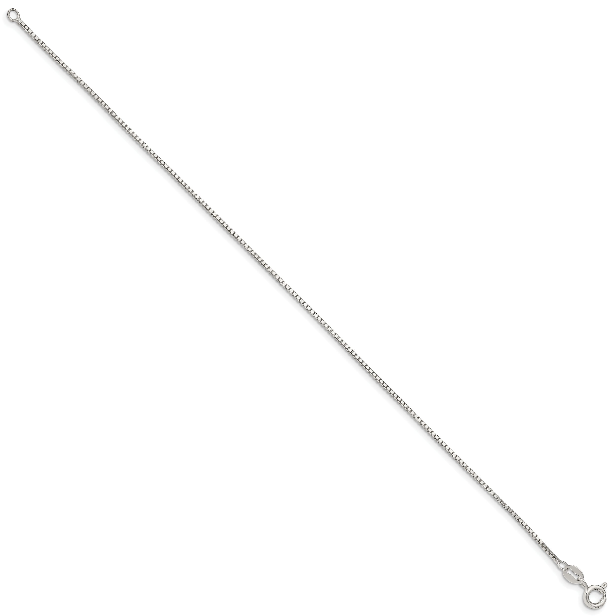 Sterling Silver 1.1mm Box Chain Anklet